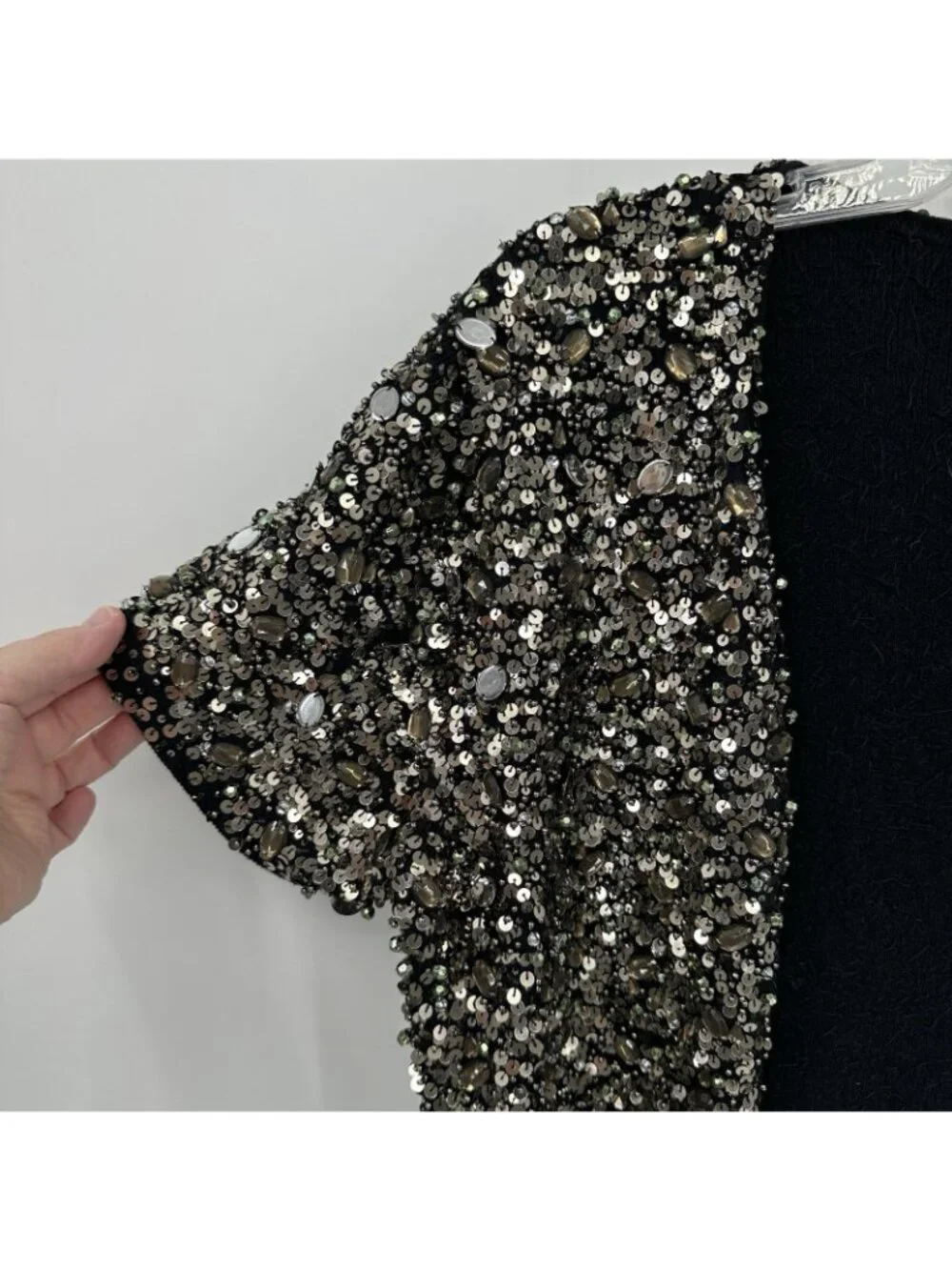 vintage 90s Y2K MICHAEL SIMON jacket bolero cropped evening cocktail glam silver